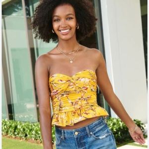 NWT express floral satin twist front peplum tube top!!